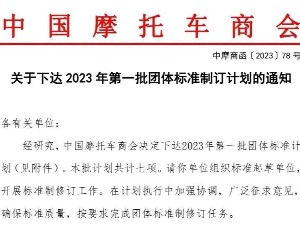 中国摩托车商会关于下达2023年第一批团体标准制订计划的通知